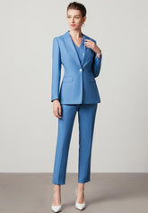 Blue Three Pcs Single Button Pantsuit